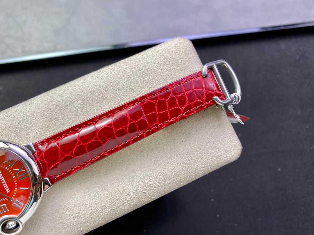 Cartier Balloon 36mm Silver Red Dial