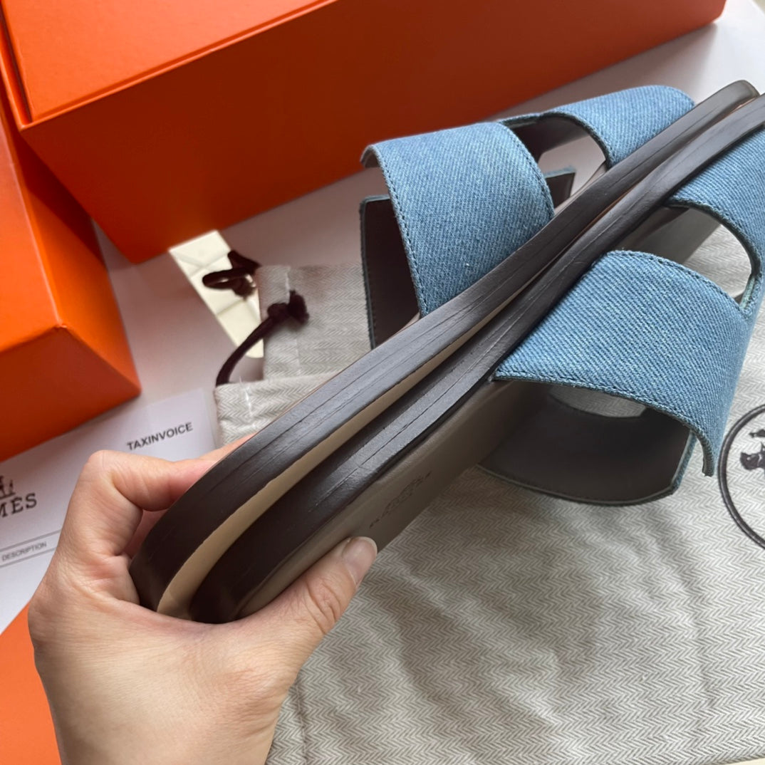 HM Men's Izmir Slide Denim Blue Sheepskin 538566