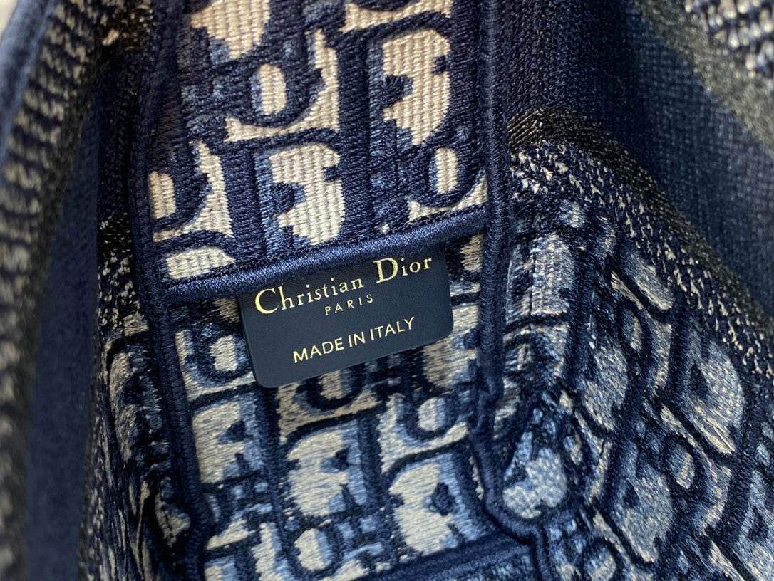 CD Small Diorcamp Bag 23 Blue Oblique Embroidery Denim