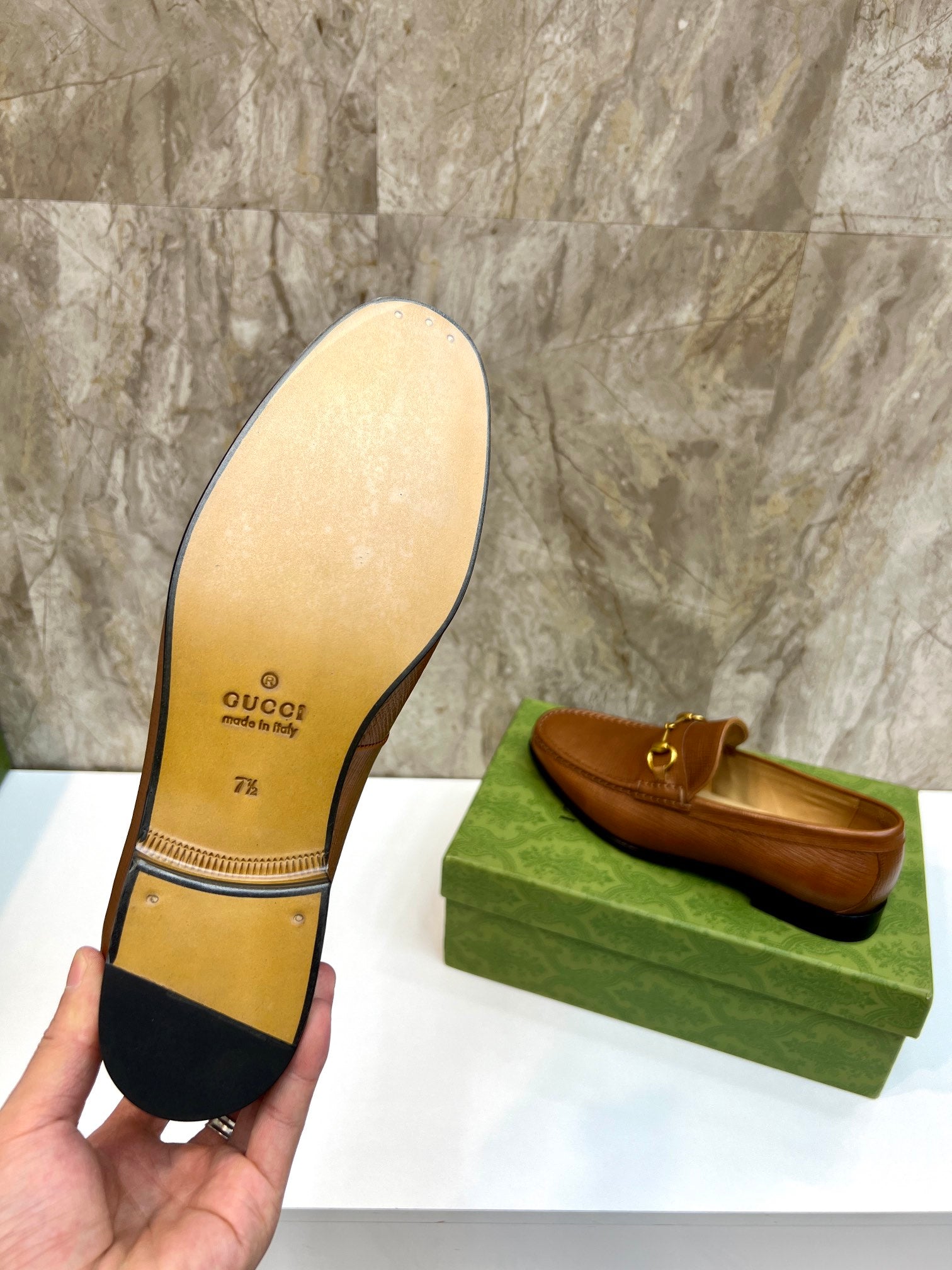 GG Men's Horsebit Loafer Brown Embossed Cowhide 522564