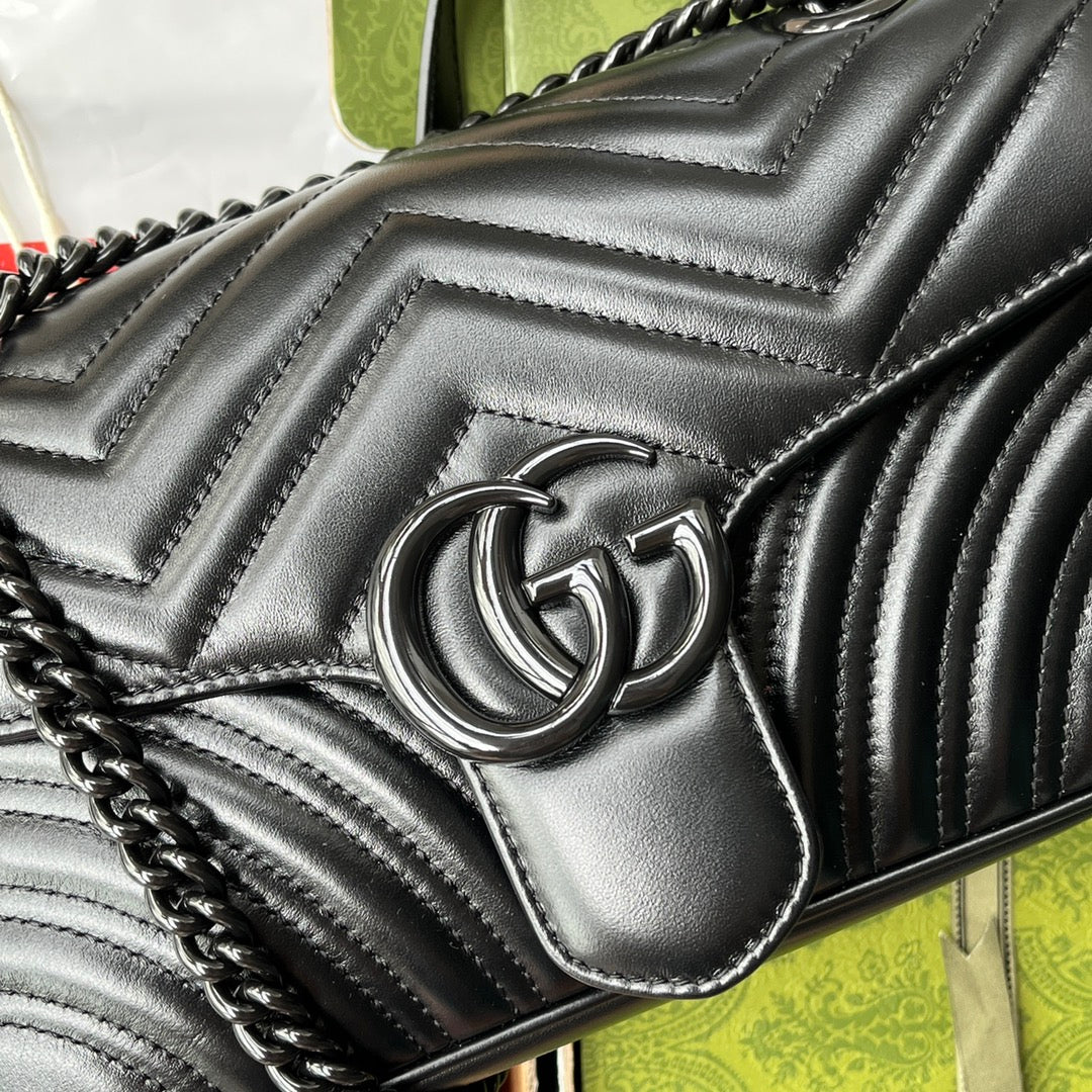 gg marmont 26cm all black calfskin