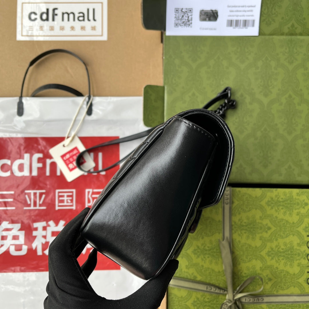 gg marmont 26cm all black calfskin