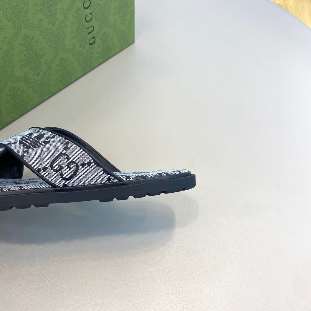 GG x Adidas Men's Sandals Slide Grey Canvas 558900