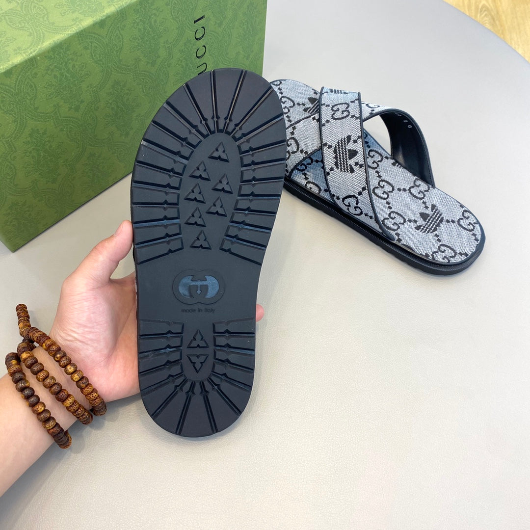 GG x Adidas Men's Sandals Slide Grey Canvas 558900