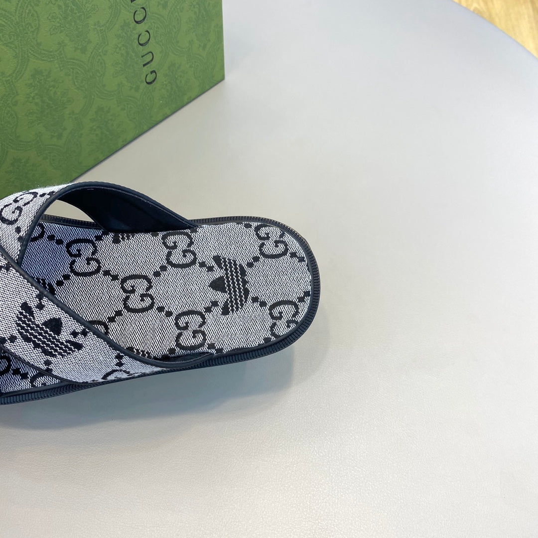 GG x Adidas Men's Sandals Slide Grey Canvas 558900