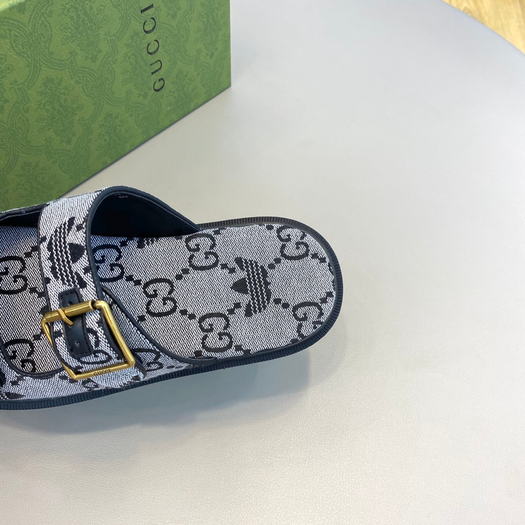 GG x Adidas Men's Sandals Slide Grey Canvas 558899