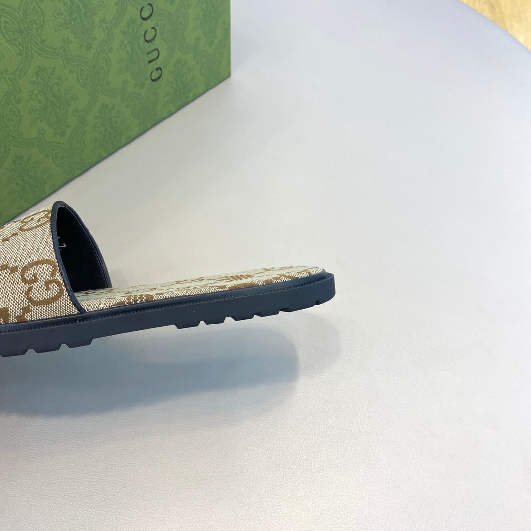 GG x Adidas Men's Sandals Slide Brown Canvas 558907