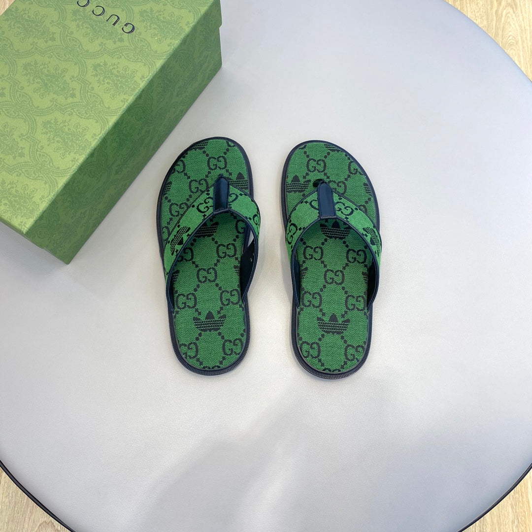 GG x Adidas Men's Thong Sandals Green Canvas 558903