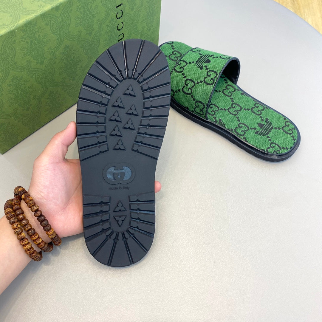 GG x Adidas Men's Sandals Slide Green Canvas 558904