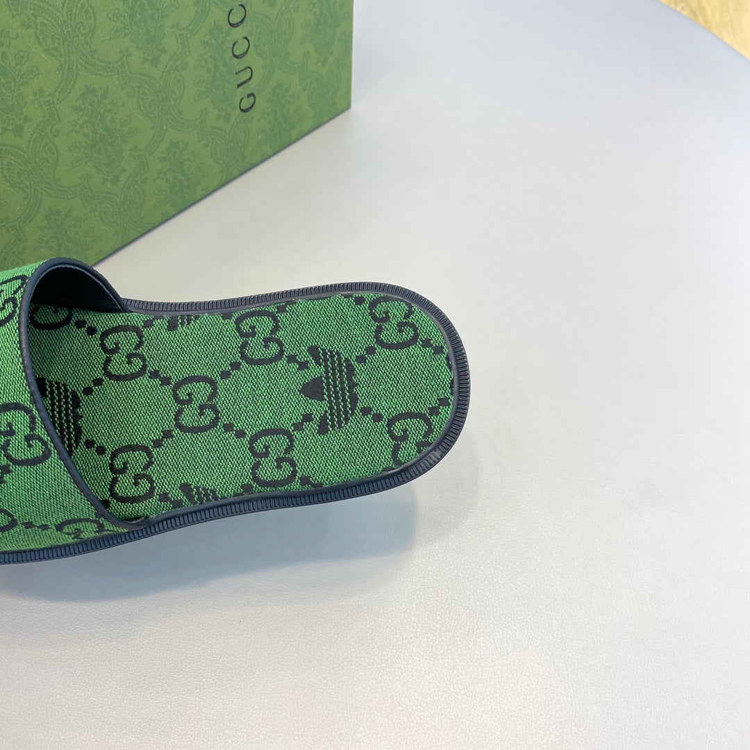 GG x Adidas Men's Sandals Slide Green Canvas 558904