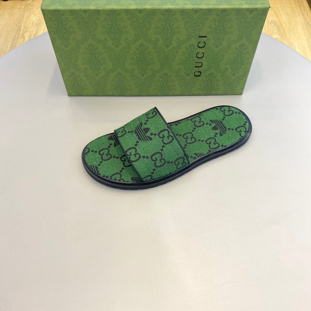 GG x Adidas Men's Sandals Slide Green Canvas 558904