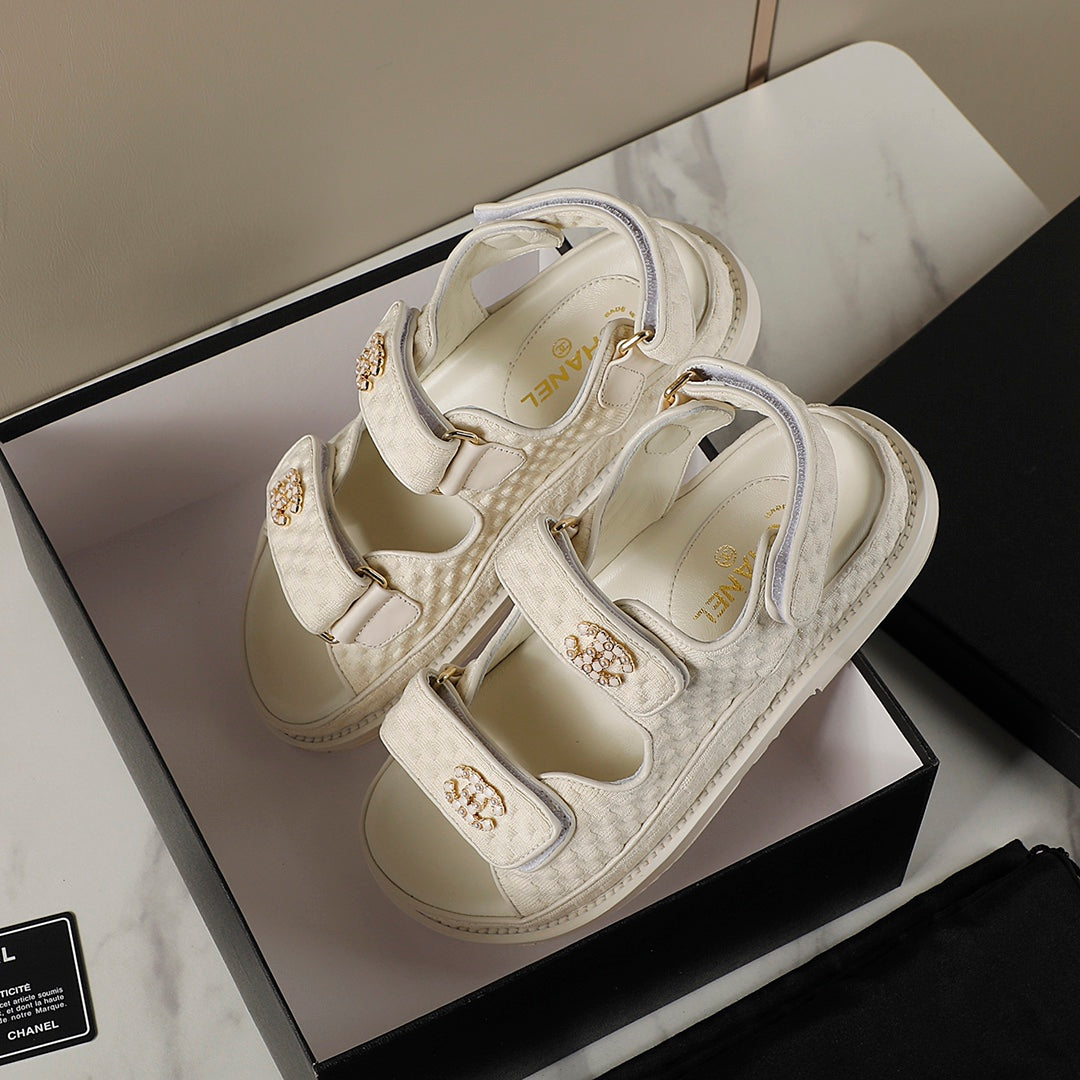 CC 25S Dad Sandal Cream Tweed Calfskin