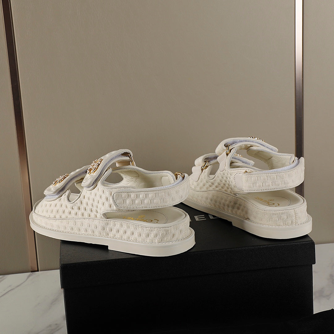 CC 25S Dad Sandal Cream Tweed Calfskin