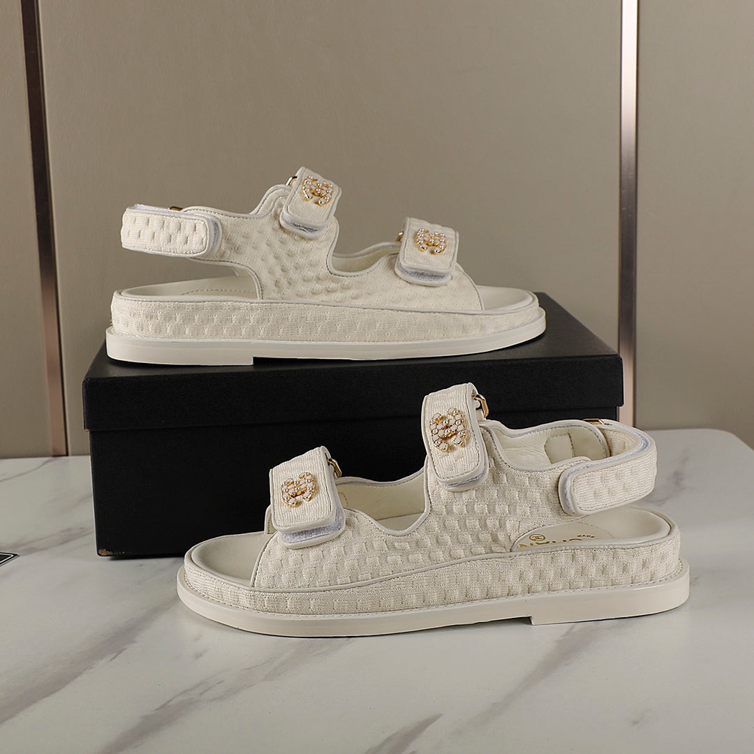 CC 25S Dad Sandal Cream Tweed Calfskin