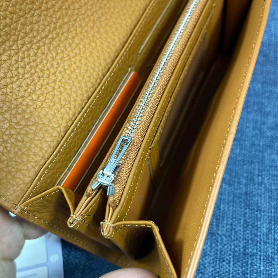 HM CLUTCH CONSTANCE 22 BRONZE CALFSKIN SILVER HARDWARE