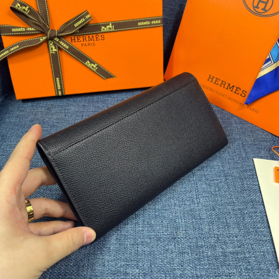 HM CLUTCH CONSTANCE 22 BLACK CALFSKIN GOLD HARDWARE