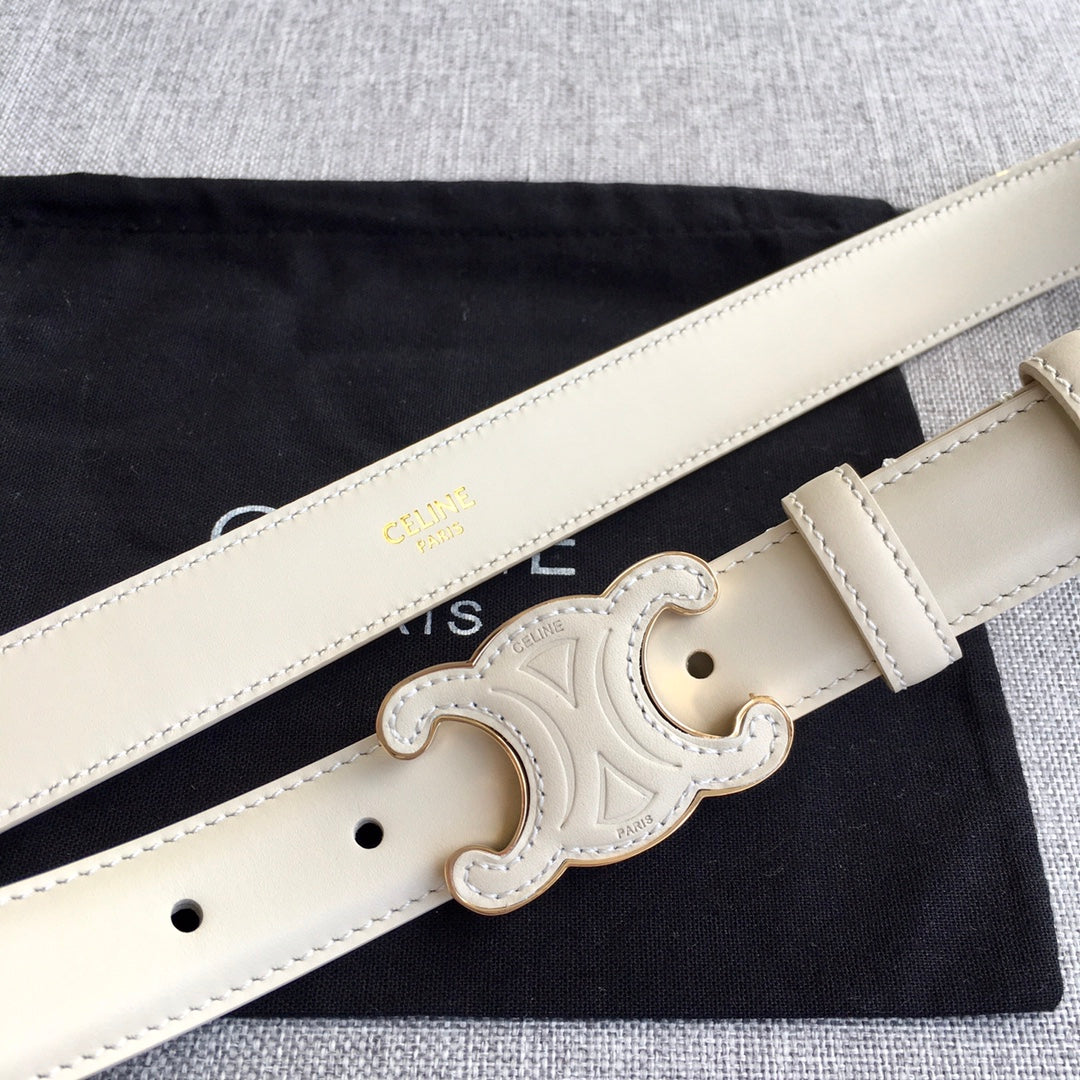 Medium Cuir Triomphe Belt 25mm White Calfskin
