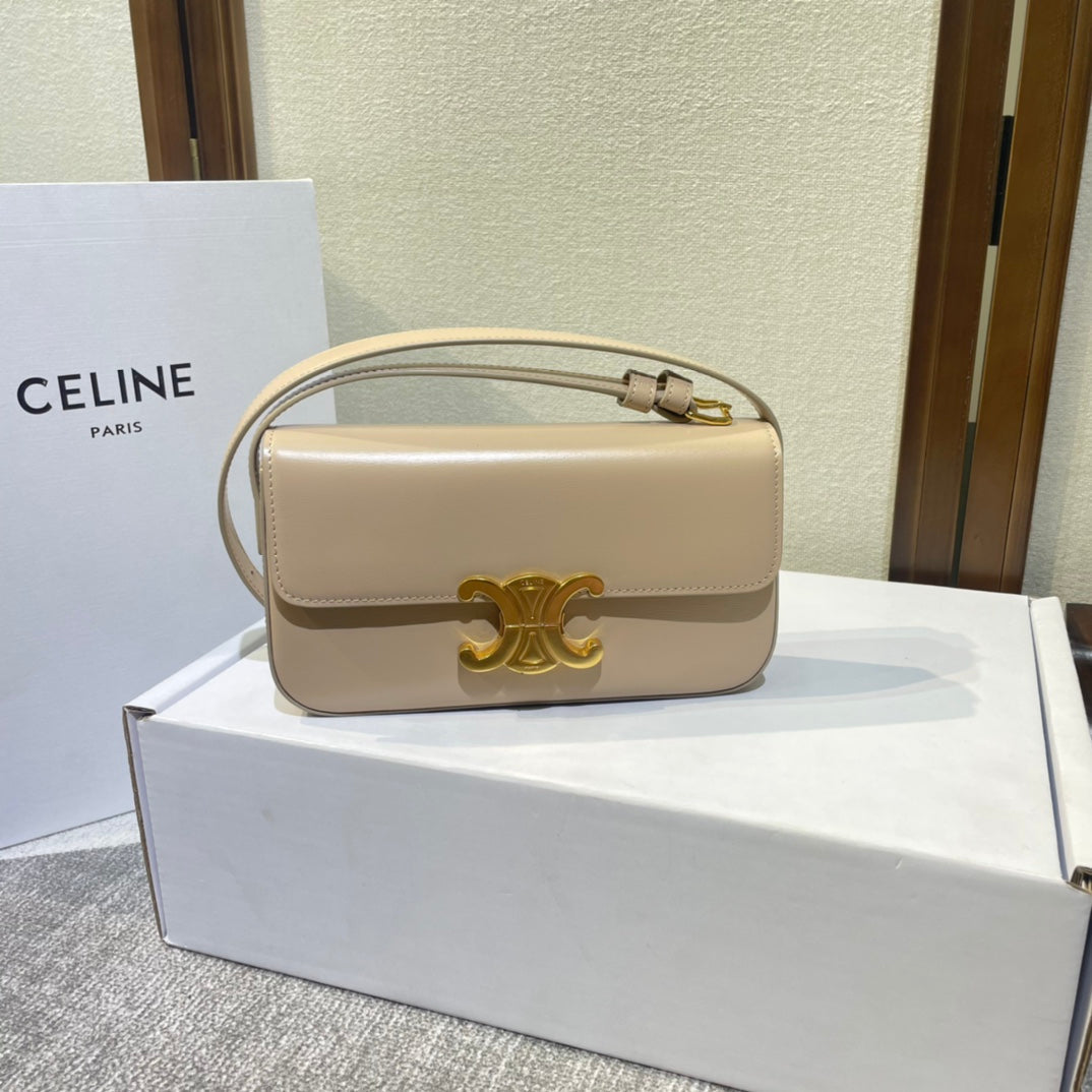 classic triomphe 20 light beige calfskin gold hardware