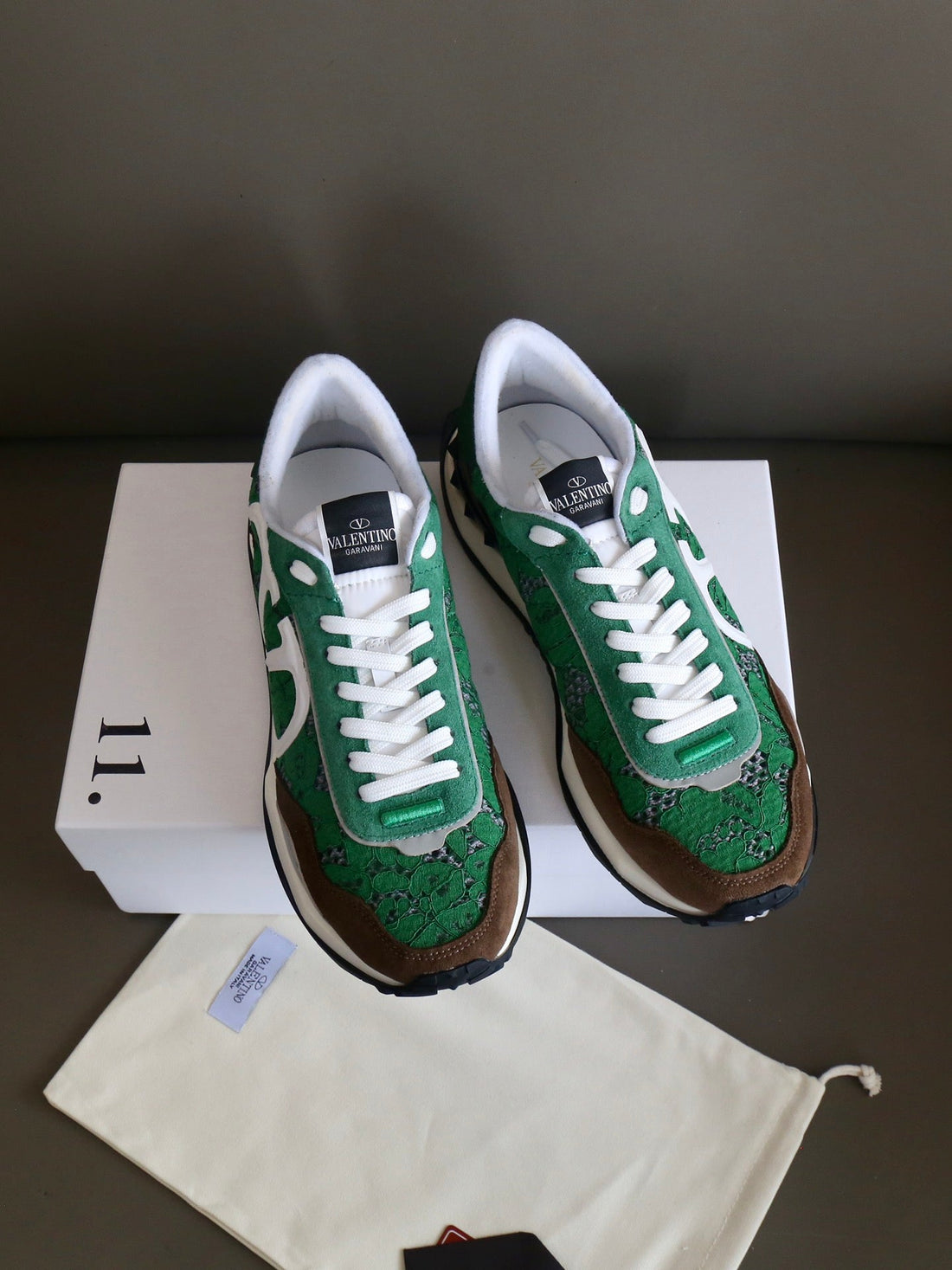 VT Lace Sneaker Green Brown Suede Leather