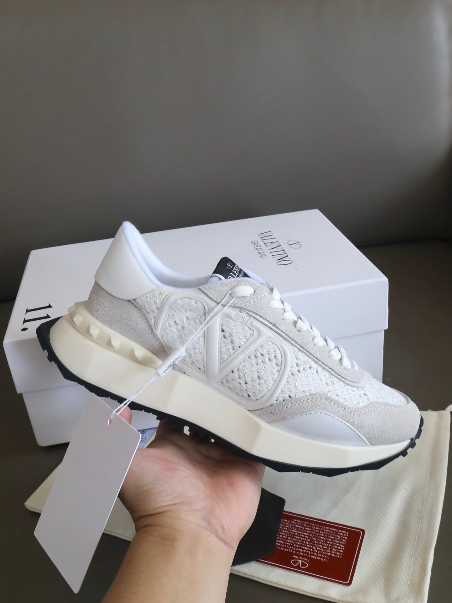 VT Lace Sneaker White Suede Leather