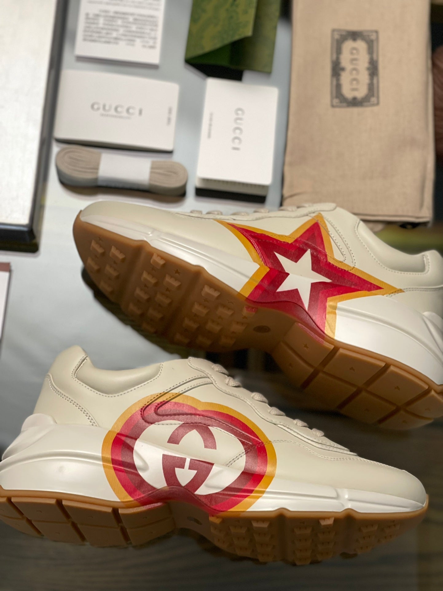 GG Men's Rhyton Sneaker Milk White Cowhide 524515