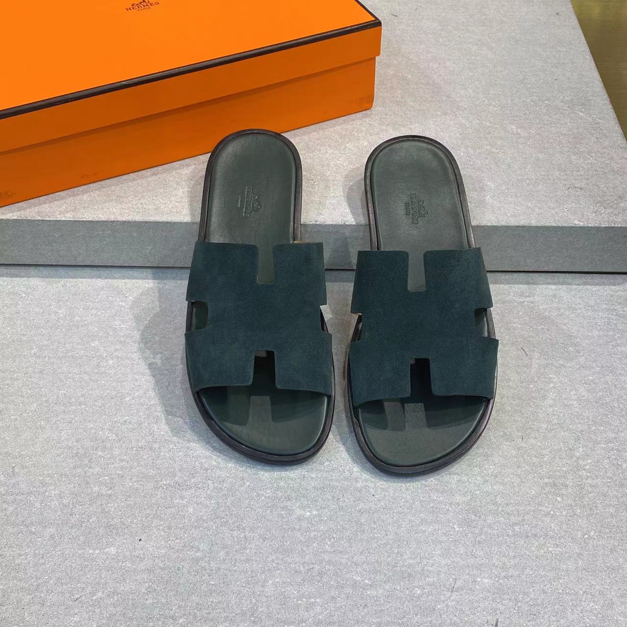 HM Men's Izmir Slide Dark Green Suede 669096