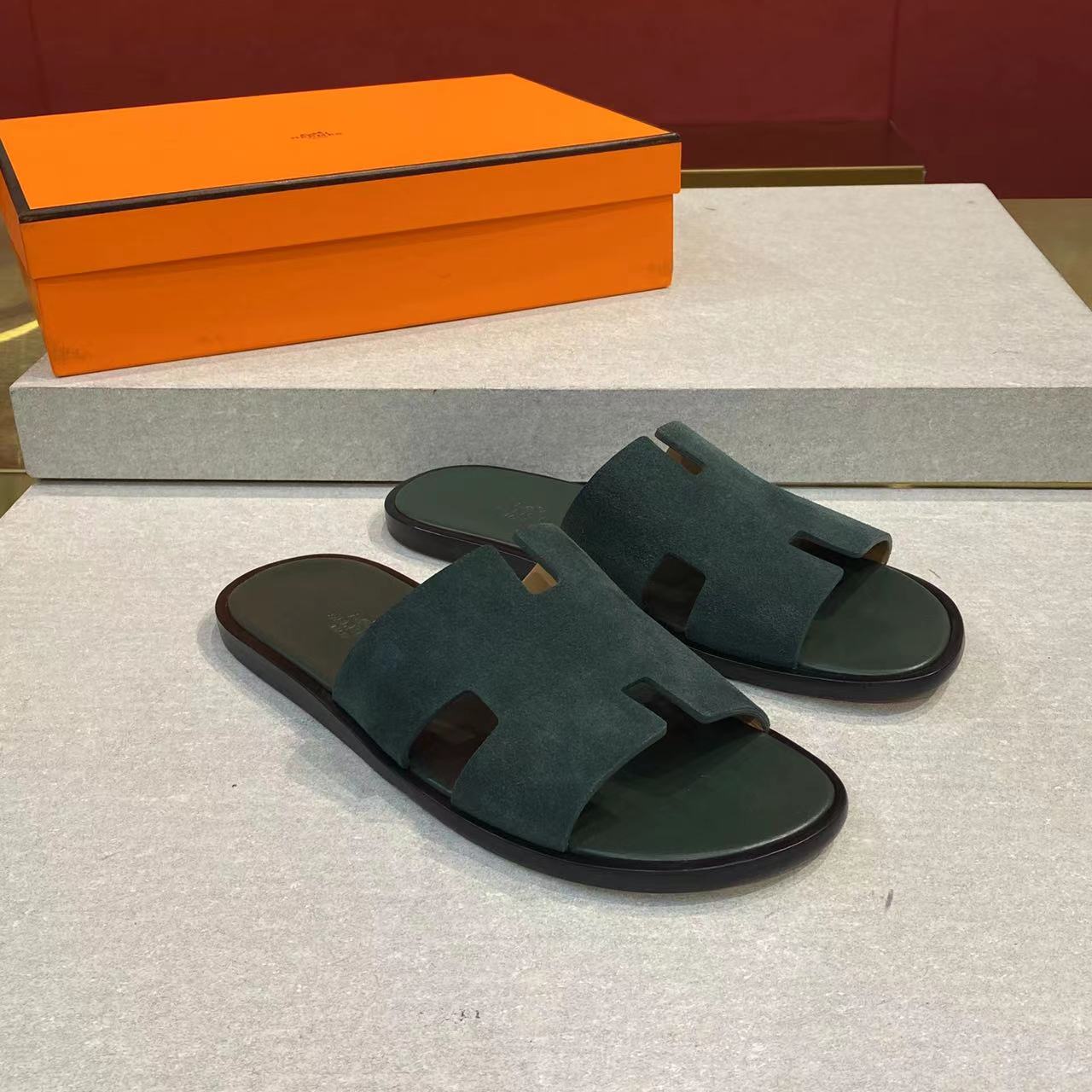 HM Men's Izmir Slide Dark Green Suede 669096