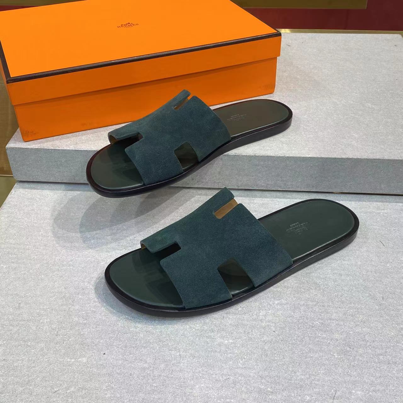 HM Men's Izmir Slide Dark Green Suede 669096