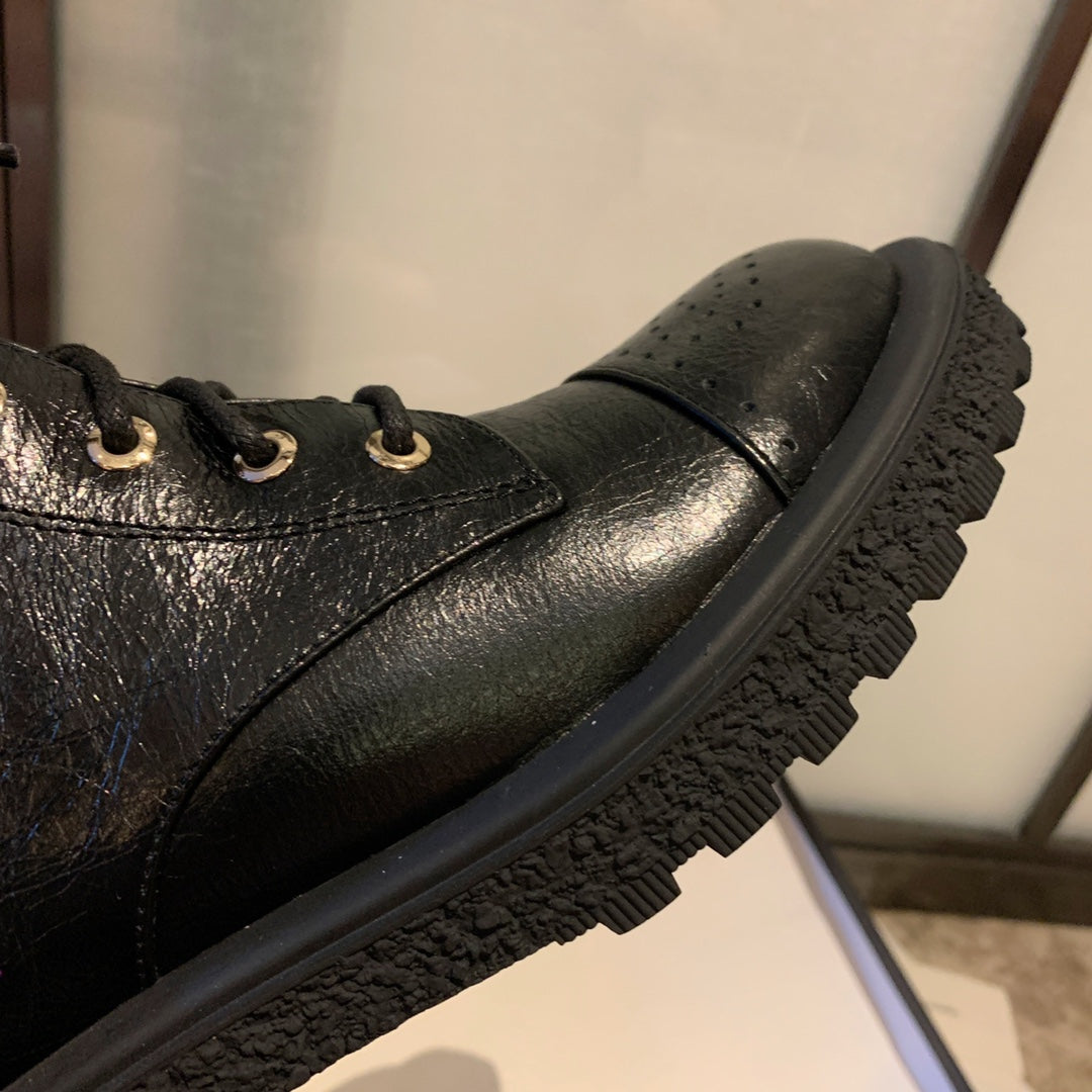 CC Short Boots 40mm In Black Wrinkled Calfskin 940068