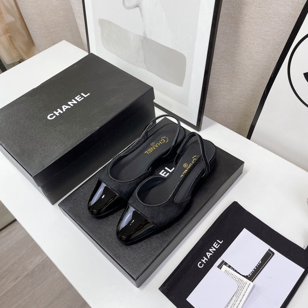 CC Slingback Black Lambskin And Horsehair