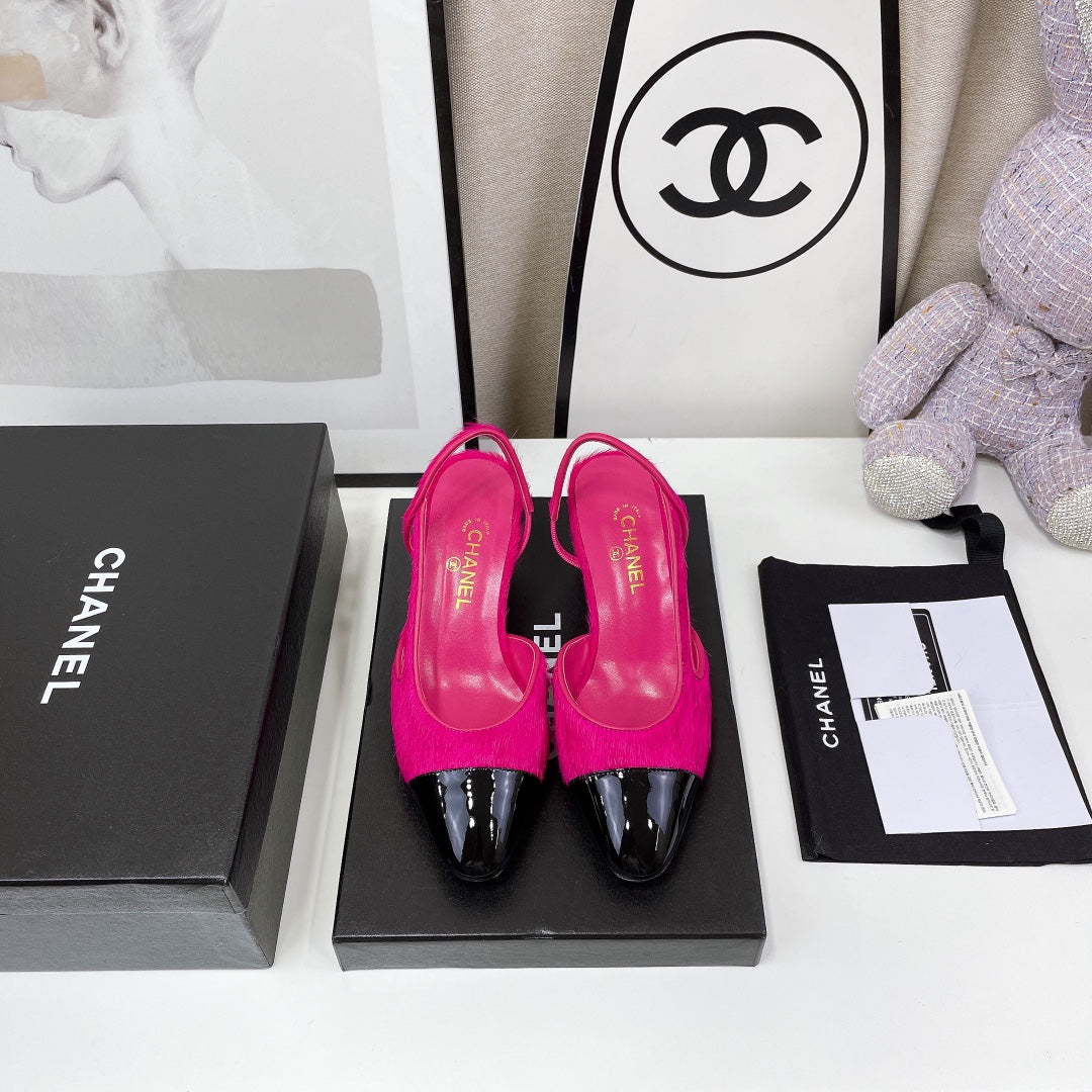 CC Slingback 60mm Dark Pink Lambskin And Horsehair
