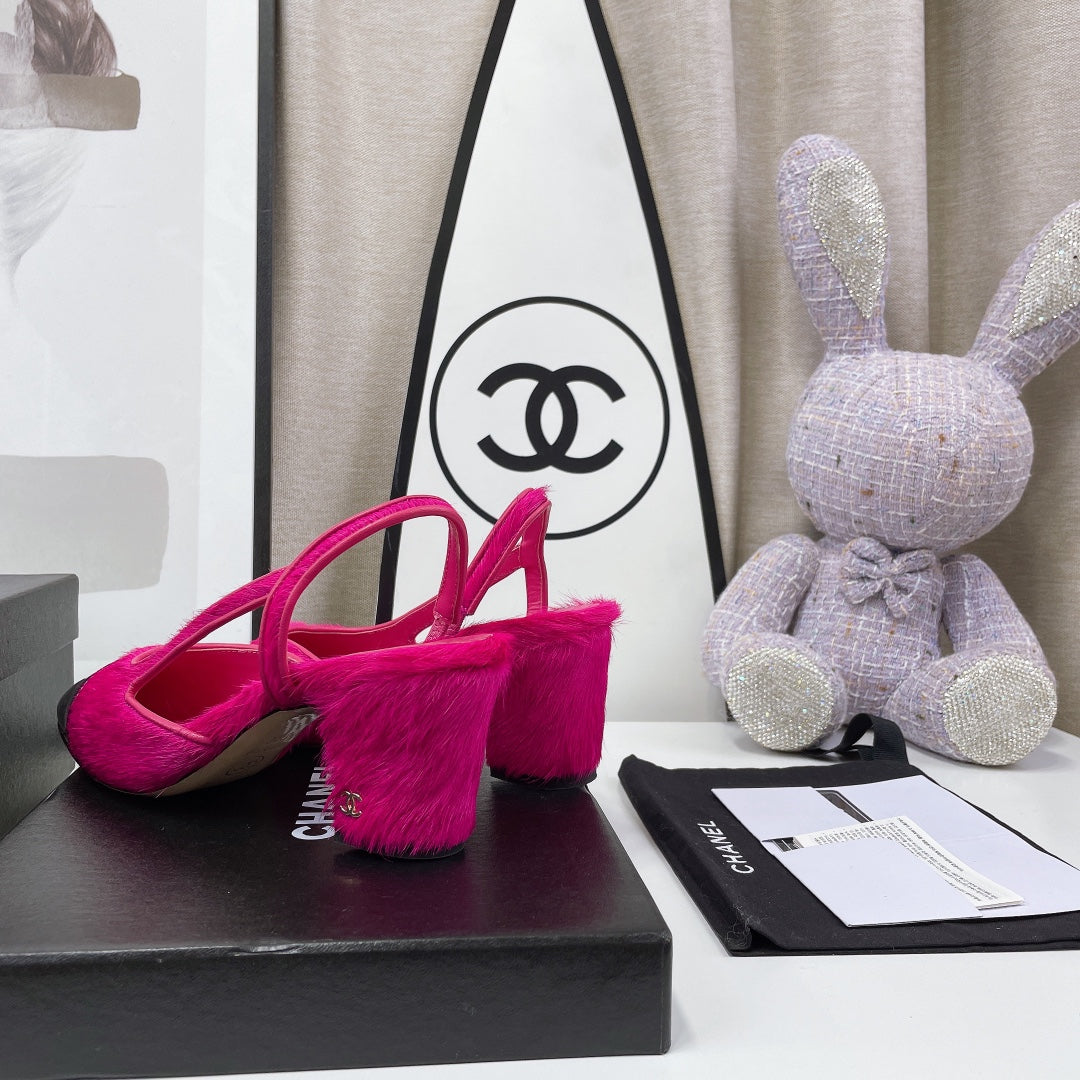 CC Slingback 60mm Dark Pink Lambskin And Horsehair