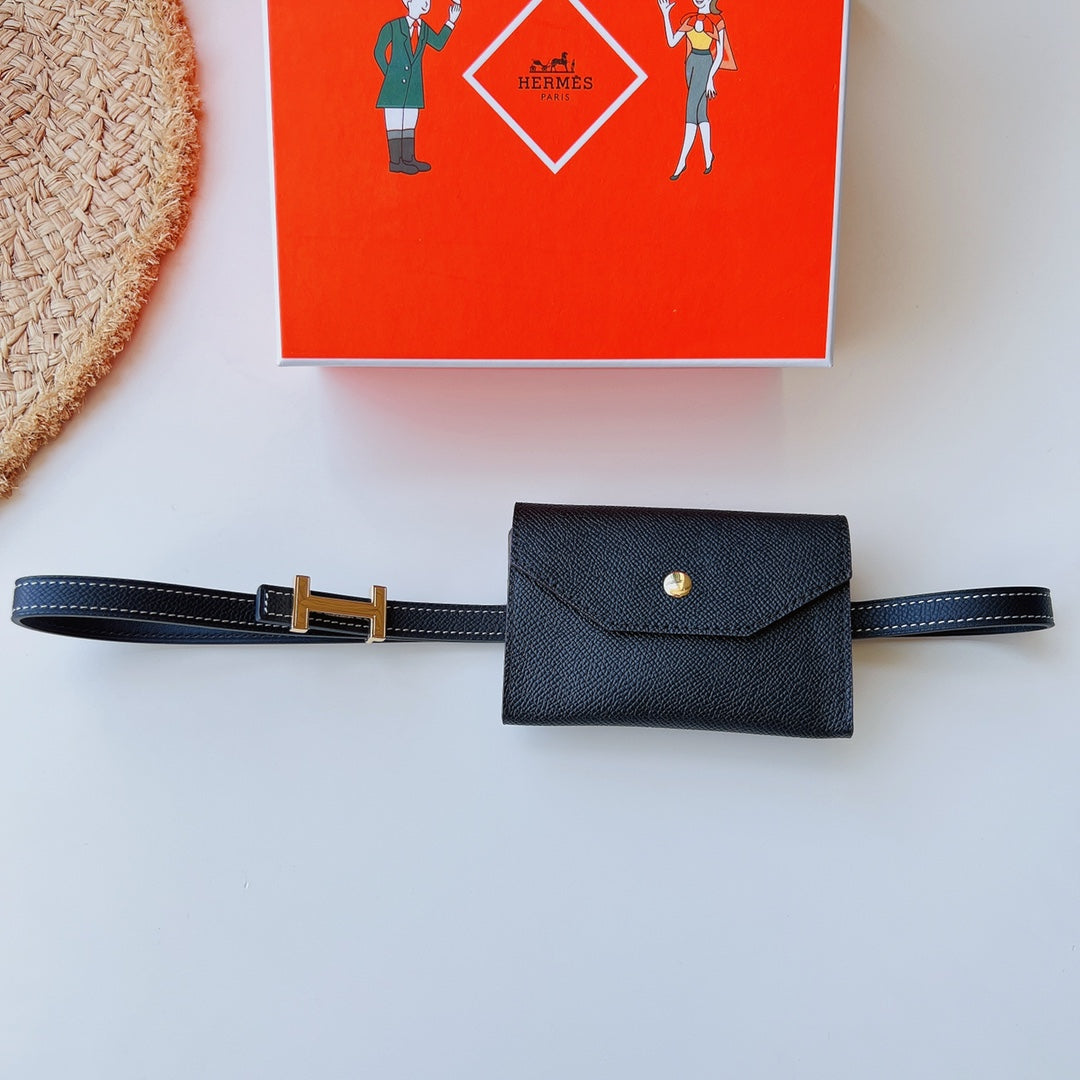 focus belt 13mm with kelly pocket black epsom gold buckle