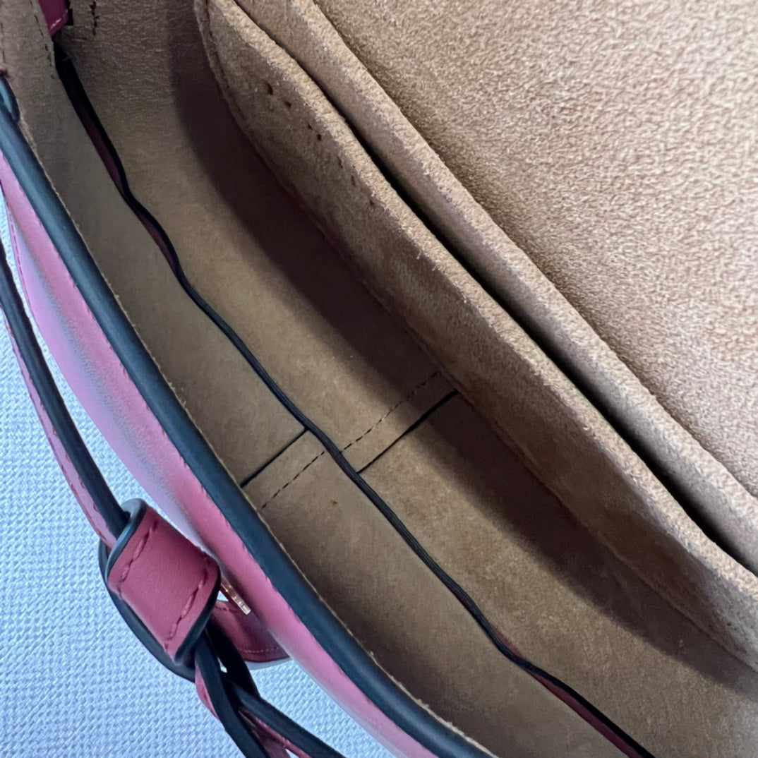 Mini Gate Dual bag in soft calfskin and jacquard pink smooth caflskin