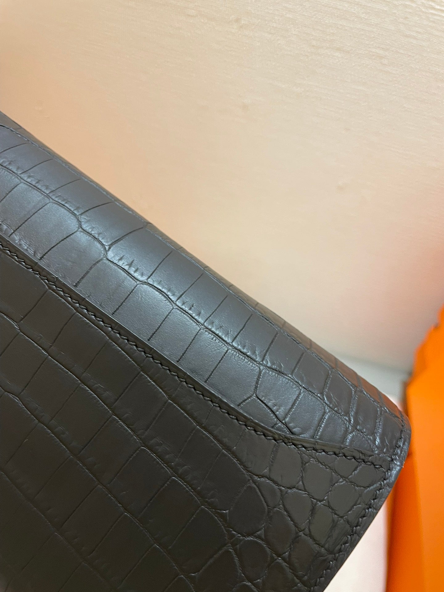 HM CLUTCH CONSTANCE 20.5 BLACK CROCODILE SKIN