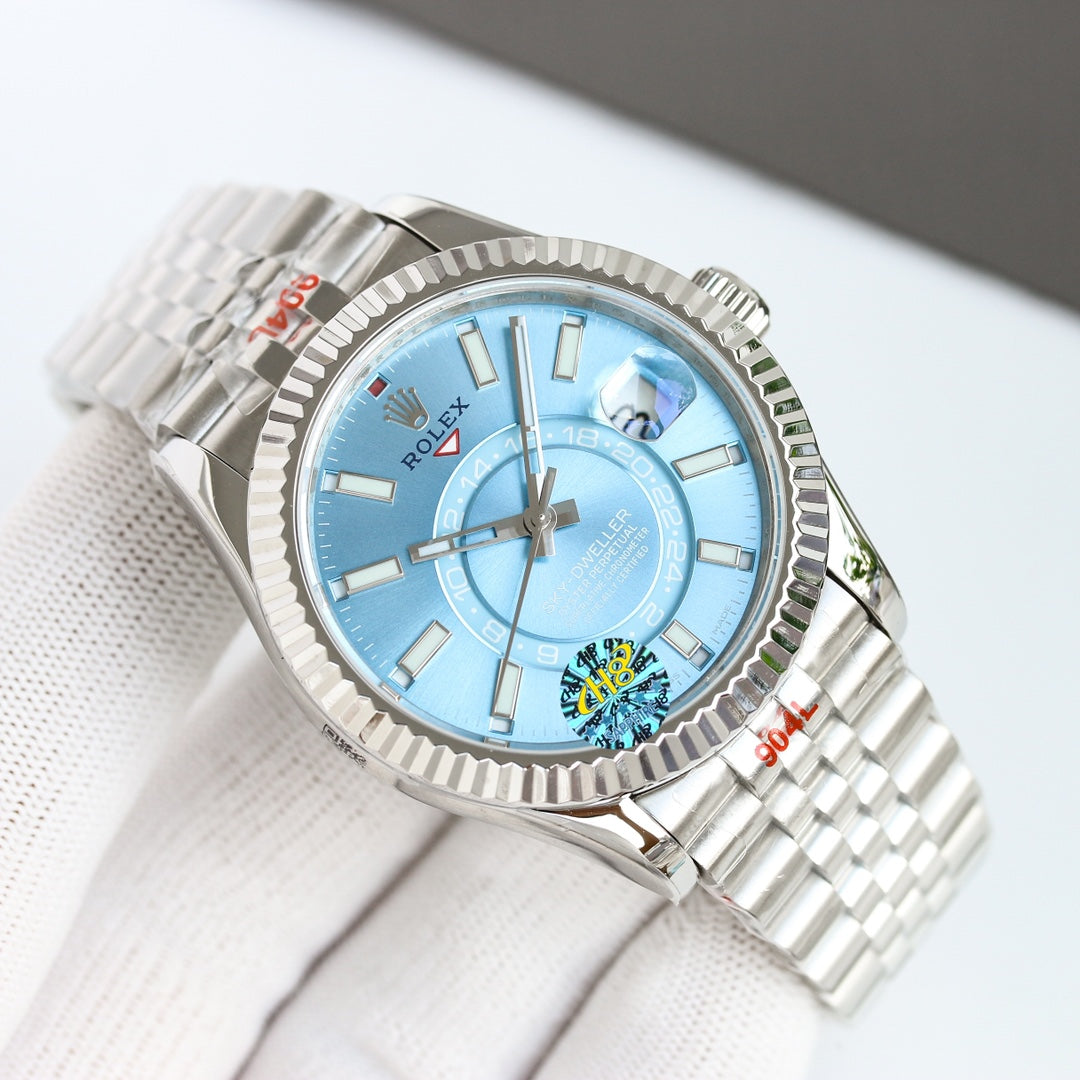 Rolex Sky-Dweller 42mm Silver Blue Green Dial