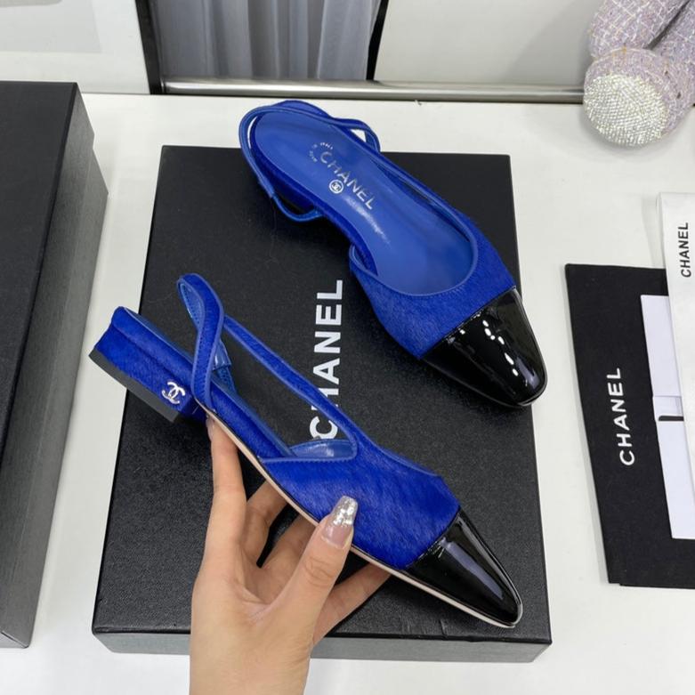 CC Slingback Dark Blue Lambskin And Horsehair