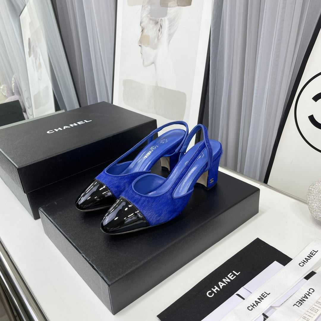 CC Slingback 60mm Dark Blue Lambskin And Horsehair