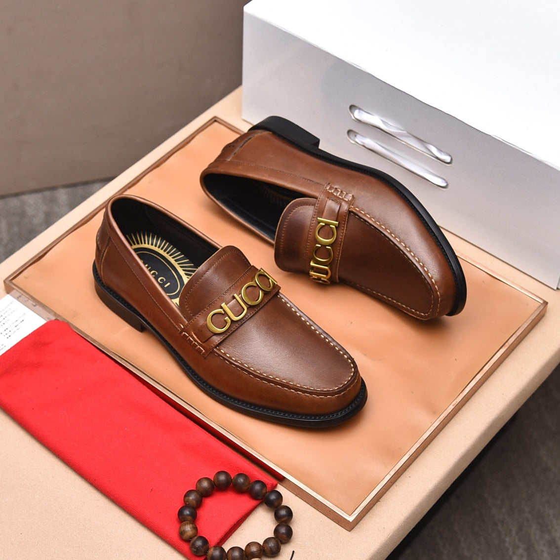 GG Men's Loafer Brown Black Cowhide 522699