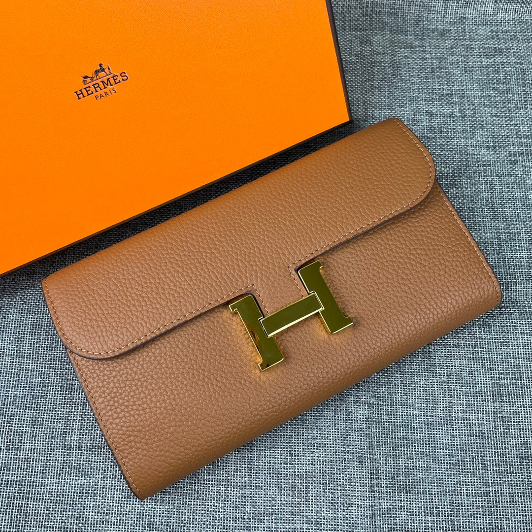 HM CLUTCH CONSTANCE 22 COPPER CALFSKIN GOLD HARDWARE