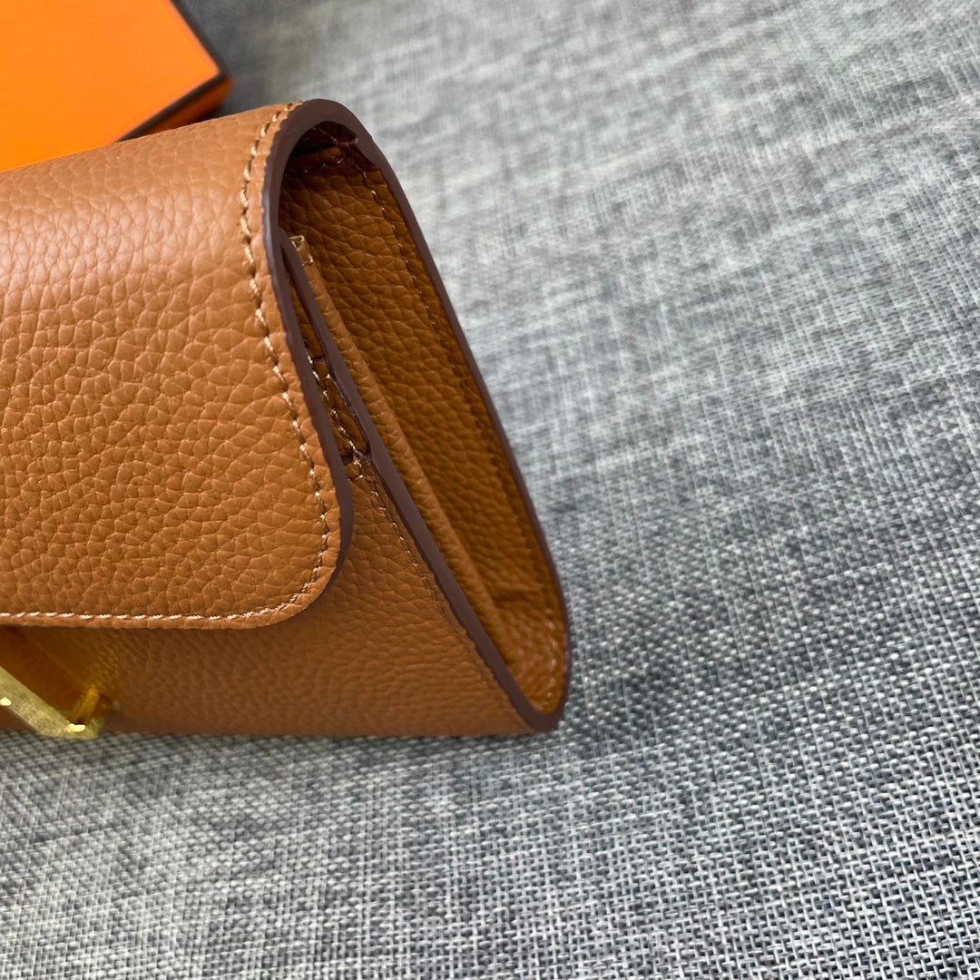 HM CLUTCH CONSTANCE 22 COPPER CALFSKIN GOLD HARDWARE