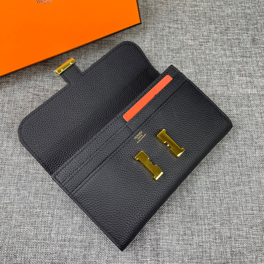 HM CLUTCH CONSTANCE 22 BLACK CALFSKIN GOLD HARDWARE