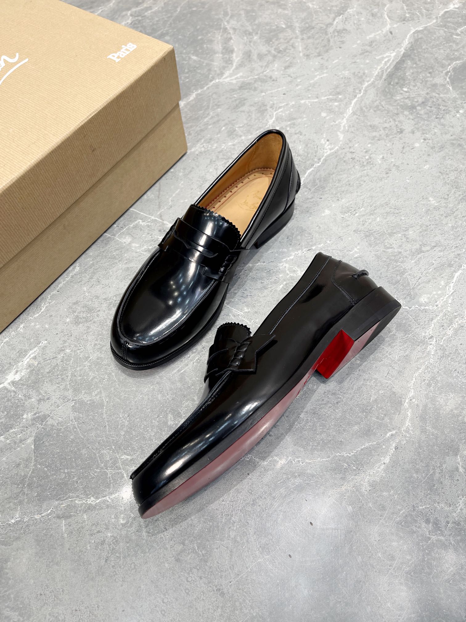 cl mocloon loafer black beige patent calfskin