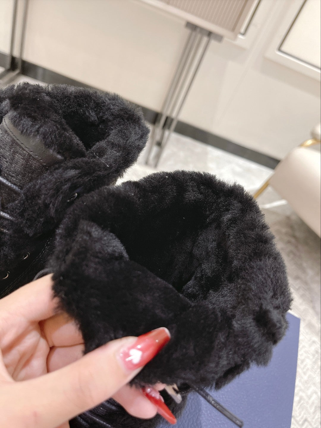 CD Explorer Ankle Boot 50mm Black Fleece Lining Oblique Jacquard Fabric And Cowhide