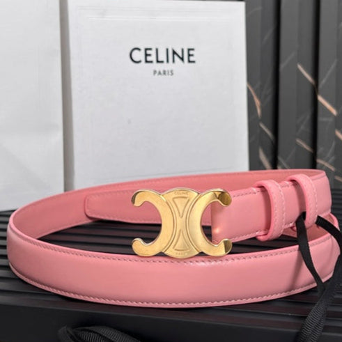 CEL 25mm Medium Triomphe Belt in Taurillon Pink Leather 176286