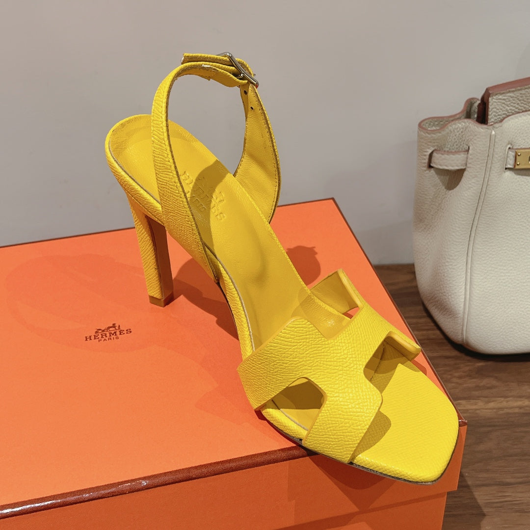 SLINGBACK SANDAL ETERNITE 105 YELLOW LAMBSKIN