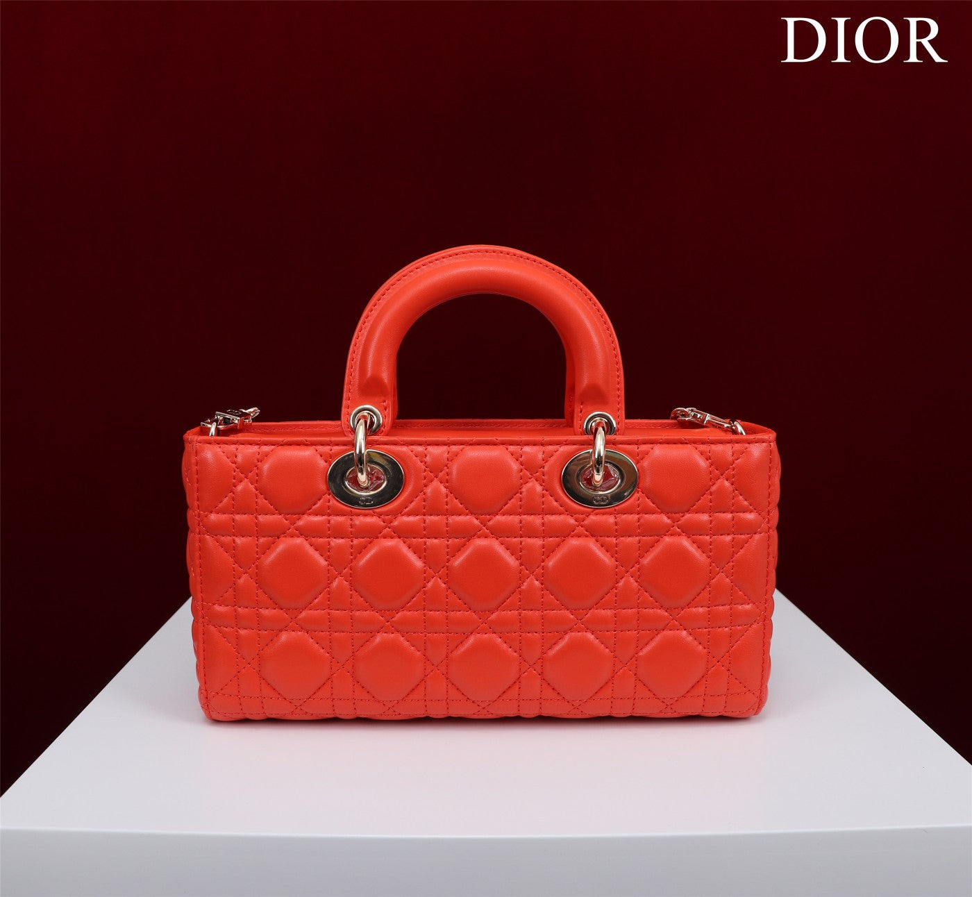 medium lady d-joy 26 red lambskin