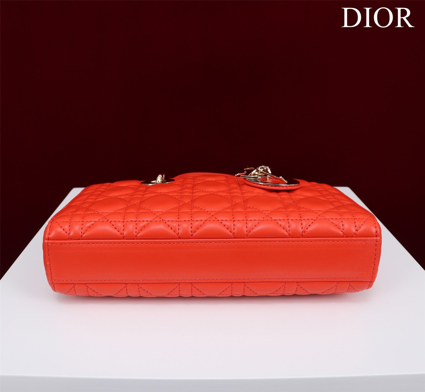 medium lady d-joy 26 red lambskin