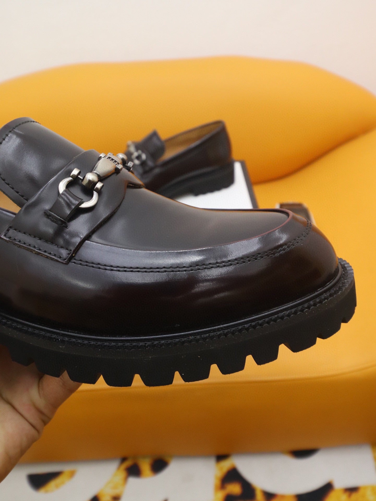 GG Men's Loafer Dark Brown Patent Leather 524061