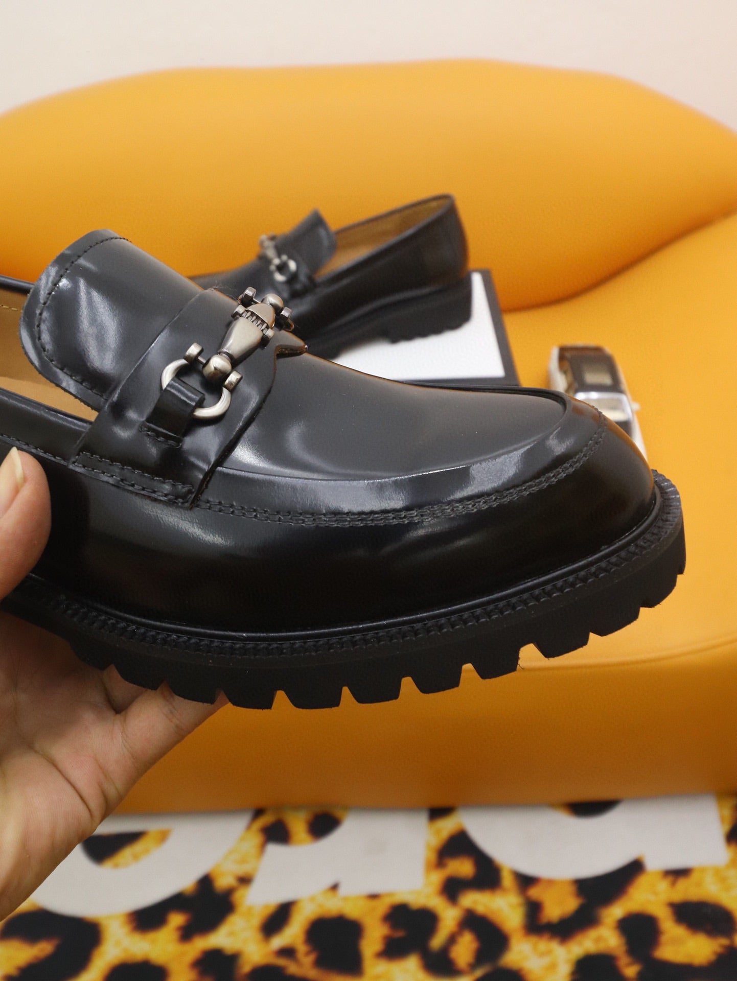 GG Men's Loafer Black Patent Leather 524062